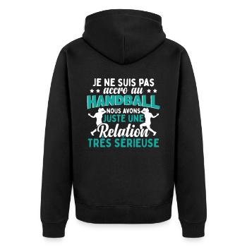 Handball Femmes Dicton - Veste à capuche bio Premium Unisexe - noir - Dos - Nico (187cm)