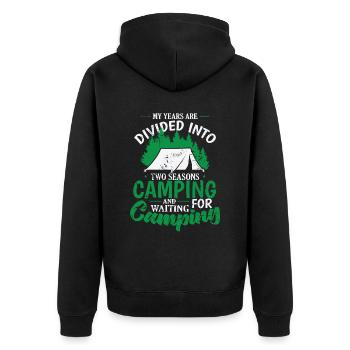 Only 2 Seasons Camping and waiting for Camping - Unisex Premium Organic Zip Hoodie - black - Back - Nico (187cm)
