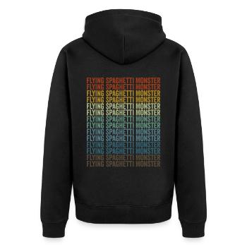 Fliegendes Spaghettimonster Fliegendes Spaghettimo - Unisex Premium Bio Zip Hoodie - Schwarz - Hinten - Nico (187cm)