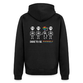 Dare To Be Yourself - Funny LGBTQ - Unisex Premium Organic Zip Hoodie - black - Back - Nico (187cm)