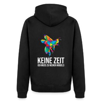 Keine Zeit Ich Muss Zu Meinen Mädels Bienen - Unisex Premium Bio Zip Hoodie - Schwarz - Hinten - Nico (187cm)