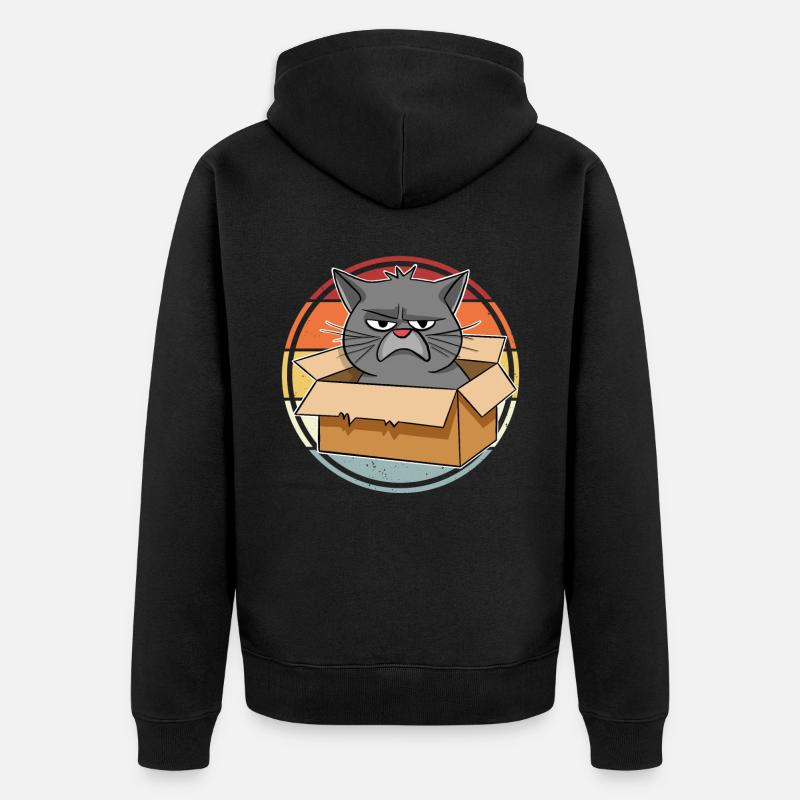 Chat dans une boîte - Veste à capuche bio Premium Unisexe - noir
