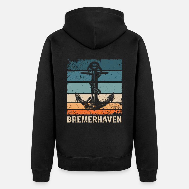 Bremerhaven motif Bremerhavener - Veste à capuche bio Premium Unisexe - noir