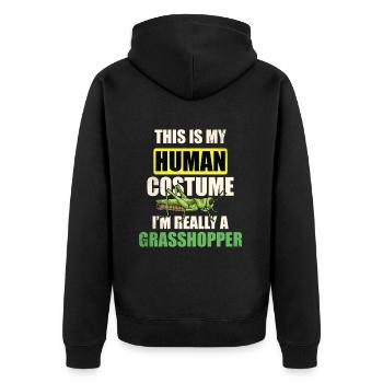 This is my human costume Im really a - Unisex Premium Organic Zip Hoodie - black - Back - Nico (187cm)