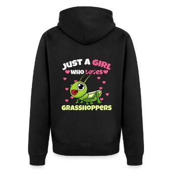 Just a girl who loves grasshoppers - Unisex Premium Organic Zip Hoodie - black - Back - Nico (187cm)
