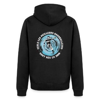 Französischer Handballer Jahrgang 2009 Geburtstag - Unisex Premium Bio Zip Hoodie - Schwarz - Hinten - Nico (187cm)