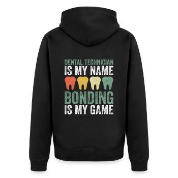 Zahntechniker Kieferorthopädie Techniker - Unisex Premium Organic Zip Hoodie - black - Back - Nico (187cm)