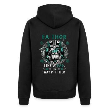 Vathor pour hommes - Fête des pères Cadeau de la fête des pères Viking - Veste à capuche bio Premium Unisexe - noir - Dos - Nico (187cm)
