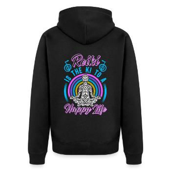 Praticiens de Reiki & Maître Reiki - Veste à capuche bio Premium Unisexe - noir - Dos - Nico (187cm)