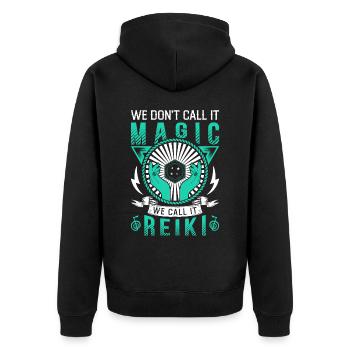 Praticiens de Reiki & Maître Reiki - Veste à capuche bio Premium Unisexe - noir - Dos - Nico (187cm)