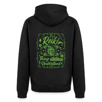 Praticiens de Reiki & Maître Reiki - Veste à capuche bio Premium Unisexe - noir - Dos - Nico (187cm)