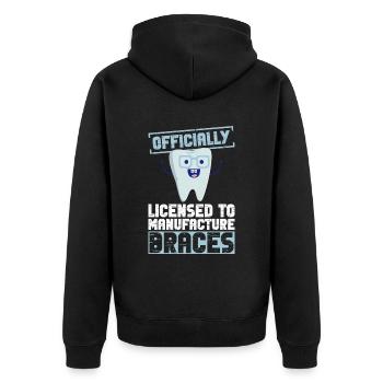 Zahntechnik Offizieller Zahntechniker - Unisex Premium Bio Zip Hoodie - Schwarz - Hinten - Nico (187cm)