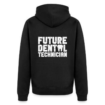 Zahntechniker Zahntechniker Abschluss - Unisex Premium Bio Zip Hoodie - Schwarz - Hinten - Nico (187cm)