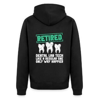 Zahntechniker Ruhestand Zahntechnik Rente - Unisex Premium Organic Zip Hoodie - black - Back - Nico (187cm)