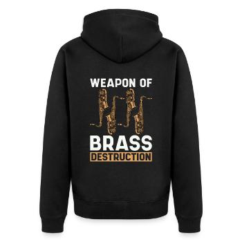 Saxophone Weapon Of Brass Destruction Instrument - Unisex Premium Bio Zip Hoodie - Schwarz - Hinten - Nico (187cm)