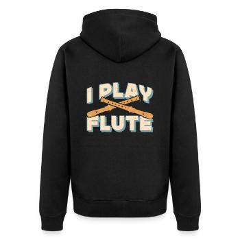 Flutes I Play Flute Woodwind Marching Band Flutist - Unisex Premium Bio Zip Hoodie - Schwarz - Hinten - Nico (187cm)