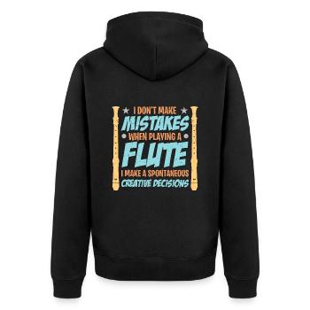 Flutes I Don't Make Mistakes Marching Band Flutist - Unisex Premium Bio Zip Hoodie - Schwarz - Hinten - Nico (187cm)