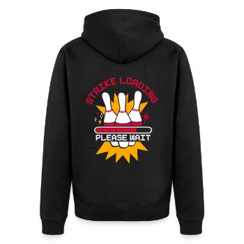 Strike Loading Bowling - Unisex Premium Organic Zip Hoodie - black - Back - Nico (187cm)