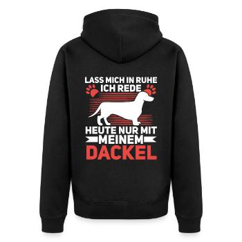 Ich Rede Heute Nur Mit Meinem Dackel - Unisex Premium Organic Zip Hoodie - black - Back - Nico (187cm)