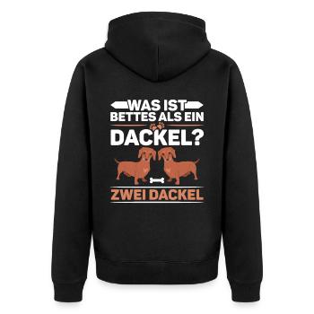 Was Ist Besser Als Ein Dackel Zwei Dackel - Unisex Premium Organic Zip Hoodie - black - Back - Nico (187cm)
