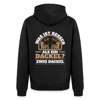 Was Ist Besser Als Ein Dackel Zwei Dackel - Unisex Premium Organic Zip Hoodie - black - Back - Nico (187cm)