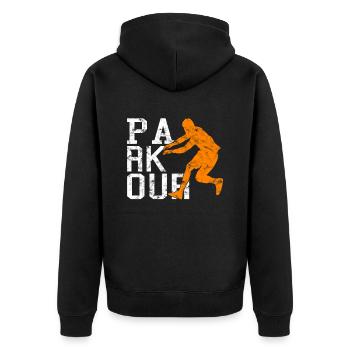Parkour - Unisex Premium Organic Zip Hoodie - black - Back - Nico (187cm)