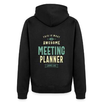 Meeting Planner - Unisex Premium Organic Zip Hoodie - black - Back - Nico (187cm)