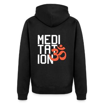 Meditation - Unisex Premium Organic Zip Hoodie - black - Back - Nico (187cm)