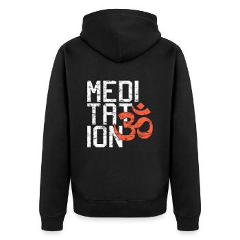 Meditation - Unisex Premium Organic Zip Hoodie - black - Back - Nico (187cm)