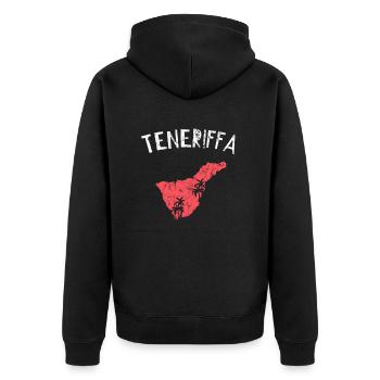 Teneriffa - Unisex Premium Bio Zip Hoodie - Schwarz - Hinten - Nico (187cm)