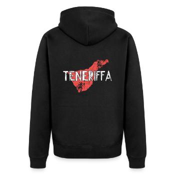 Teneriffa - Unisex Premium Bio Zip Hoodie - Schwarz - Hinten - Nico (187cm)