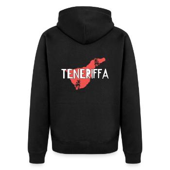 Teneriffa - Unisex Premium Bio Zip Hoodie - Schwarz - Hinten - Nico (187cm)