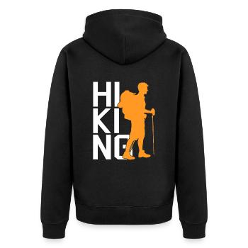 Wander - Unisex Premium Organic Zip Hoodie - black - Back - Nico (187cm)
