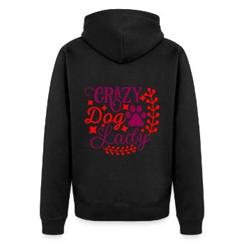 Crazy Dog Lady - Red Stars - Unisex Premium Organic Zip Hoodie - black - Back - Nico (187cm)