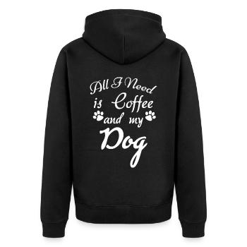 All I need is coffee and my dog - - Unisex Premium Organic Zip Hoodie - black - Back - Nico (187cm)