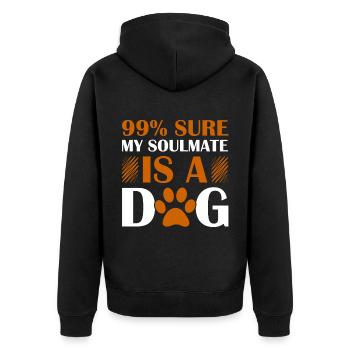 99_ sicher, dass mein Seelenverwandter ein Hund is - Unisex Premium Bio Zip Hoodie - Schwarz - Hinten - Nico (187cm)