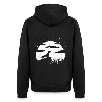 La Lune et le chien - Veste à capuche bio Premium Unisexe - noir - Dos - Nico (187cm)
