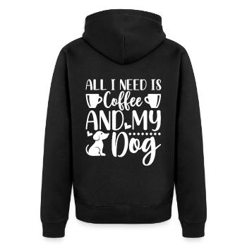 All I need is coffee and my dog - C - Unisex Premium Organic Zip Hoodie - black - Back - Nico (187cm)