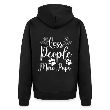 Fewer people, more puppies - Unisex Premium Organic Zip Hoodie - black - Back - Nico (187cm)