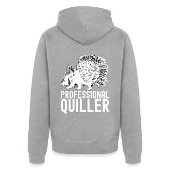 Süßes Stachelschwein - Unisex Premium Bio Zip Hoodie - Grau meliert - Hinten - Nico (187cm)