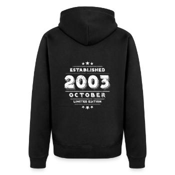 Birthday in October 2003 - October - Unisex Premium Organic Zip Hoodie - black - Back - Nico (187cm)