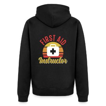 Ausbilder Für Erste Hilfe Trainer Kurs Lehrer - Unisex Premium Bio Zip Hoodie - Schwarz - Hinten - Nico (187cm)