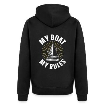 My boat My rules Yacht Boating Ship - Unisex Premium Organic Zip Hoodie - black - Back - Nico (187cm)