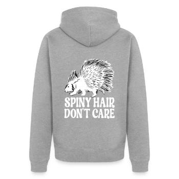 Süßes Stachelschwein - Unisex Premium Bio Zip Hoodie - Grau meliert - Hinten - Nico (187cm)