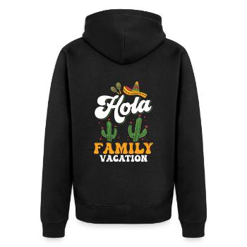 Hola Family Holidays Family Holidays Family - Unisex Premium Organic Zip Hoodie - black - Back - Nico (187cm)