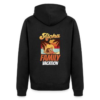 Aloha Family Holidays Family Holidays - Unisex Premium Organic Zip Hoodie - black - Back - Nico (187cm)