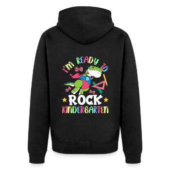 Ich Bin Bereit Den Kindergarten Zu Rocken Kinder - Unisex Premium Bio Zip Hoodie - Schwarz - Hinten - Nico (187cm)