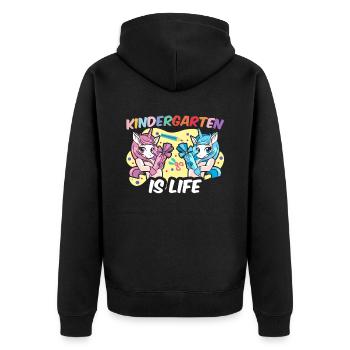 Kindergarten is Life sayings sweet kids humor - Unisex Premium Organic Zip Hoodie - black - Back - Nico (187cm)