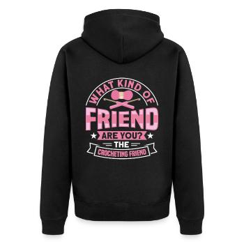Handmade Crochet Funny Crochet Saying - Unisex Premium Organic Zip Hoodie - black - Back - Nico (187cm)