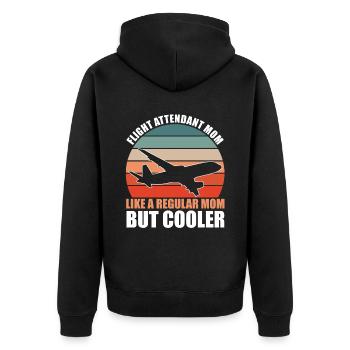 Flight Attendant Mom - Unisex Premium Bio Zip Hoodie - Schwarz - Hinten - Nico (187cm)
